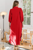 Maxi Shirt Dress in Red