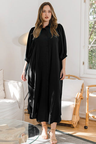 Breezies Women's Plus Sz Dress 5X Lounge Sleep with Printed Topper Black  A520887 