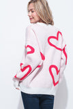 Pink, Red & White Cozy Heart Sweater