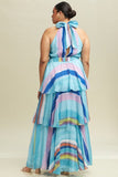 Multi Colour Tiered Halter Maxi