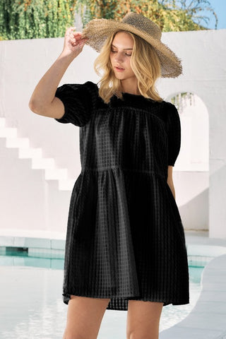 Jacquard Grid Dress in Black