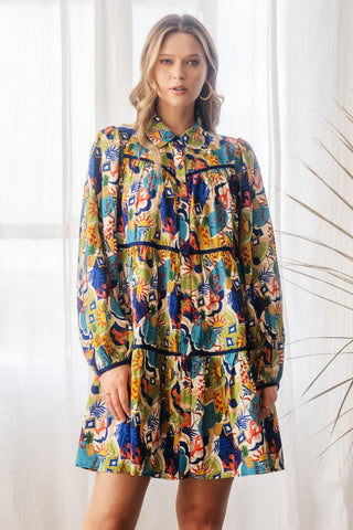 Multi Print Shirt Dress