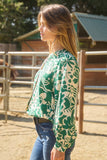 Floral Print LS Top in Green