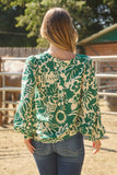 Floral Print LS Top in Green