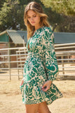 Long Sleeve Floral Dress in Green