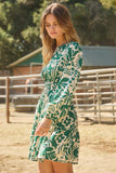 Long Sleeve Floral Dress in Green