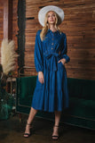 Long Sleeve Tiered Denim Midi Dress