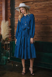 Long Sleeve Tiered Denim Midi Dress