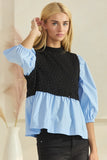 Blue & Black Twofer Top