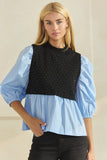 Blue & Black Twofer Top