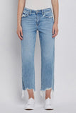 Distressed Straight Med Wash Denim