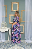 Flutter Sleeve Maxi in Purple Floral