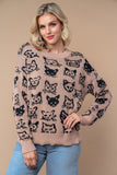 Kitty Print Knit Sweater