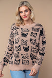 Kitty Print Knit Sweater