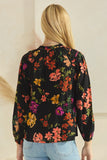 Black Floral Long Sleeve Top