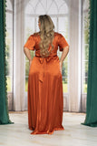 Satin Gown with Slit in Copper