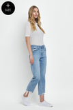 Distressed Straight Med Wash Denim