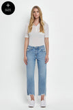 Distressed Straight Med Wash Denim