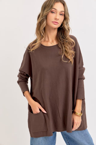 Soft Two Pocket Tunic in Brown