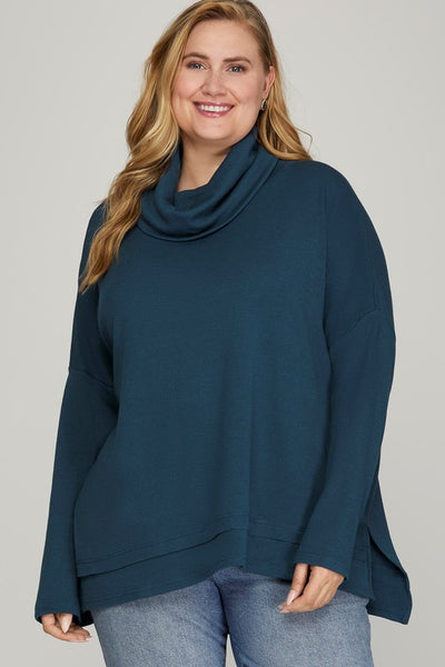 Teal Cowl Neck Tunic