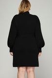 Long Sleeve Mock Neck Sweater Dress in Black