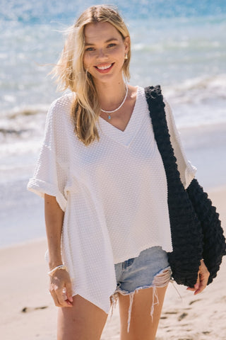 Textured Dotted Top in White