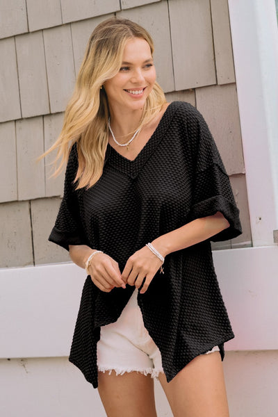 Textured Dotted Top in Black