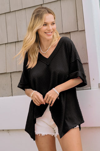 Textured Dotted Top in Black