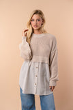 Sweater Button Up Twofer Top