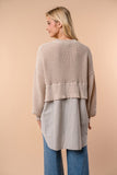 Sweater Button Up Twofer Top