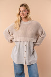 Sweater Button Up Twofer Top
