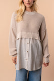 Sweater Button Up Twofer Top