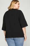 3/4 Sleeve Scuba Knit Sweater in Black