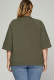 3/4 Sleeve Scuba Knit Sweater in Olive