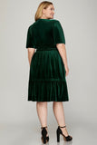 Green Velvet Tiered Dress