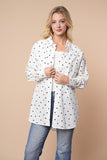 Polka Heart Cotton Button Up Top