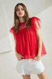 Red Heart Mesh Top