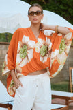 Orange Floral Flow Top