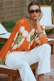Orange Floral Flow Top