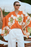 Orange Floral Flow Top