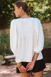 Double Ribbon Puff Sleeve Top in Black