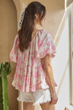 Pink Print Tiered Top