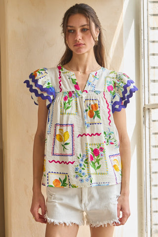 Fruit Garden Print Top