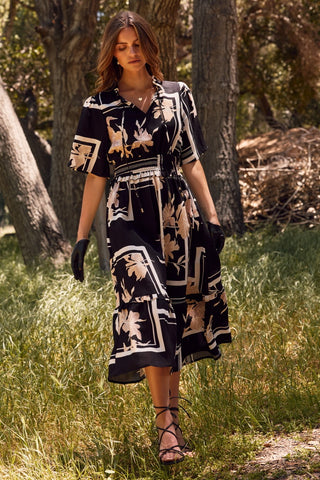 Floral Geo Print Midi