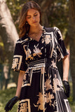 Floral Geo Print Midi