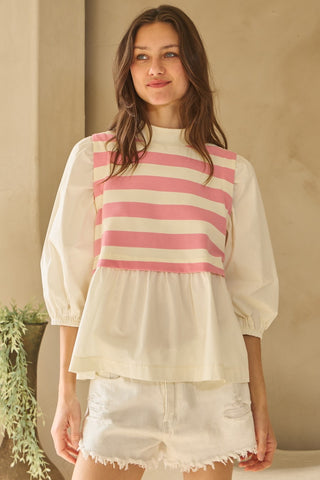 Pink Stripe Twofer Top