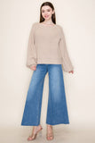 Crystal Detail Knit Top in Oat