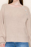 Crystal Detail Knit Top in Oat