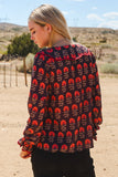 Black with Red Floral LS Top