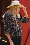 Black Ditsy Floral with Contrast Top